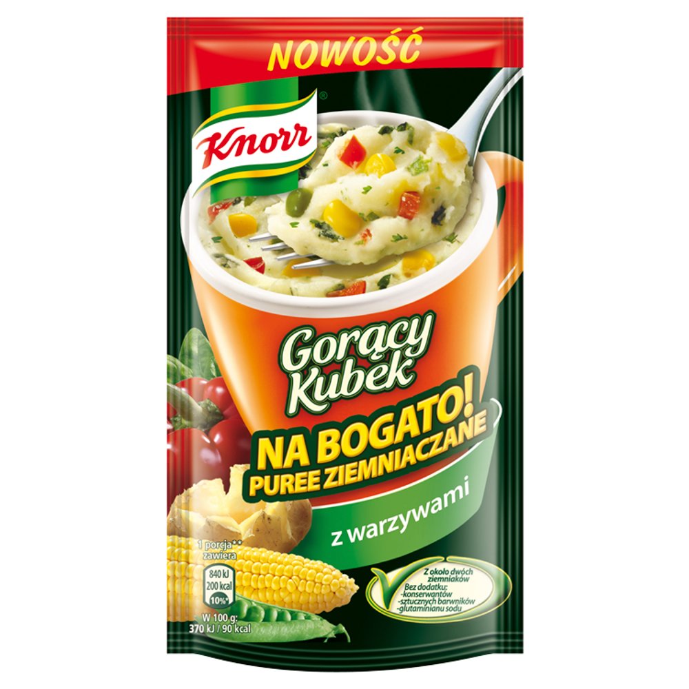 Znalezione obrazy dla zapytania Knorr Gorący Kubek Na bogato! Puree ziemniaczane z warzywami