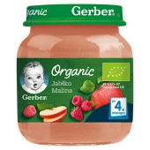 Gerber Organic Jabłko malina dla niemowląt po 4. miesiącu 125 g
